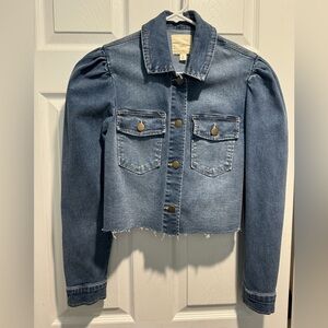 Tgla/Francesca’s denim jacket with puffed sleeves, size medium